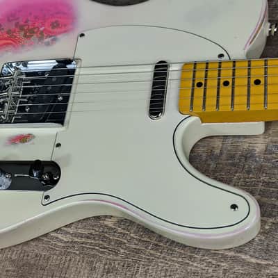 MyDream Partcaster Custom Built - Aged White over Pink Paisley Asyllum image 6