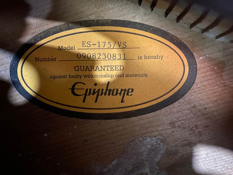 2009 Epiphone ES-175 VS Jazz Guitar Vintage Sunburst | Reverb