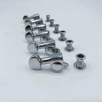 Grover Left Handed inline Guitar 6R Tuning Pegs Machine Heads in Chrome image 1