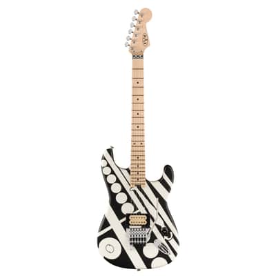 EVH Striped Series Circles - Maple Fingerboard, White and Black image 2