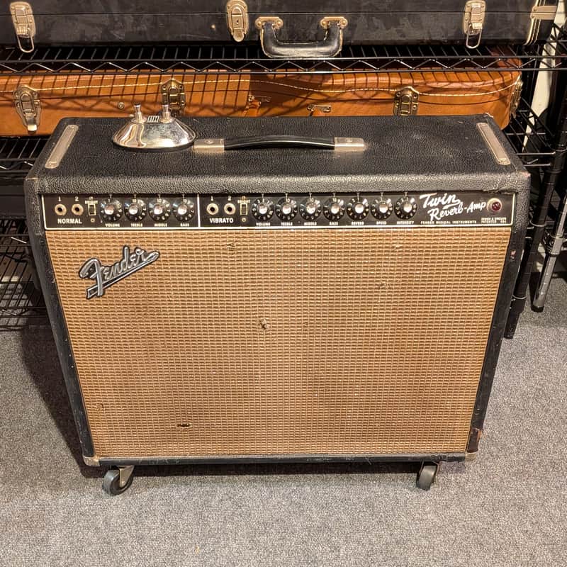 Vintage 1965 Fender Twin Reverb 2-Channel 85-Watt 2x12" Guitar Combo Black Panel image 1