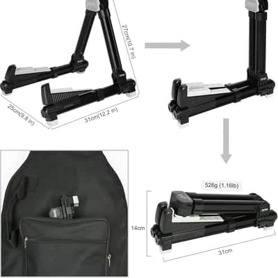 Guitar Stand Floor, Tray & Backrest Adjustable Instrument Stand for Electric Guitar, Acoustic Guitar, Bass Guitar, Classical Guitar Ukulele, Mandolin, and Banjo Stand Superior Material & Design image 3