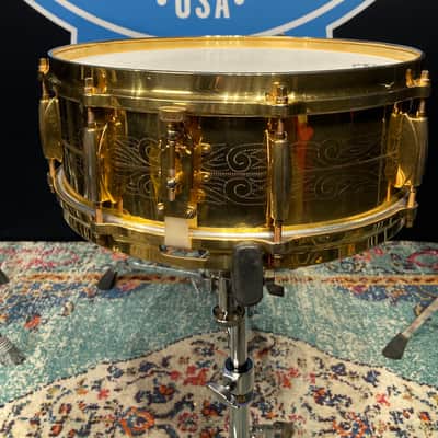 Gretsch Holy Grail 1960s Gold Engraved, Round Badge 14x5" Snare Drum. Excellent!! image 11