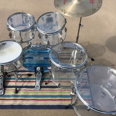 7 piece Vintage Zickos Clear Acrylic Drum Set  w/ matching Snare image 12