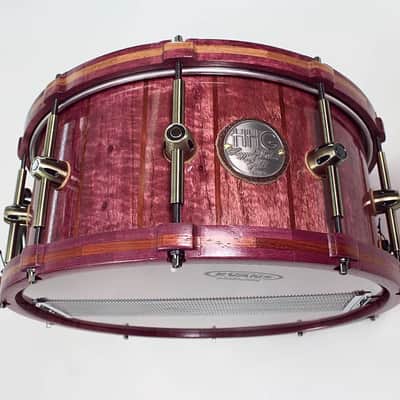 HHG Drums Purpleheart And Bubinga Stave Snare & Matching Wood Hoops, Satin Lacquer image 1