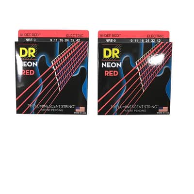 DR Strings Guitar Strings 2 Pack Electric Neon Red 09-42 Light