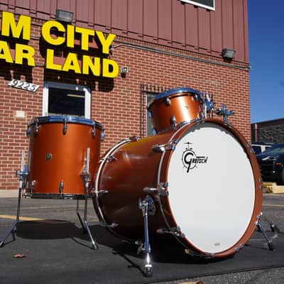 Gretsch USA Custom 3pc. Maple Shell Pack in Satin Copper Lqr. w/ 22"x22" Bass Drum and 13' Tom and 16'' Floor Tom image 6