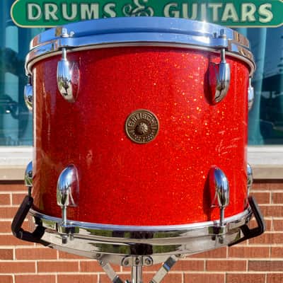 1960s Gretsch 9x13 Tom Single Drum Round Badge 6-Ply Tangerine Sparkle image 2