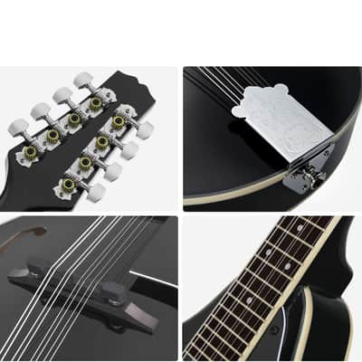 Mandolin Instrument Black Beginner Adult Acoustic Mandolin Musical Instrument Mahogany 8 String, Bundle With Tuner String Bag Guitar Picks image 2