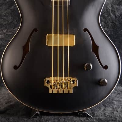 Nik Huber Rietbergen Bass w/Flame Maple Neck,Gold Hardware,Wood Knob -Worn Onyx Black- image 1