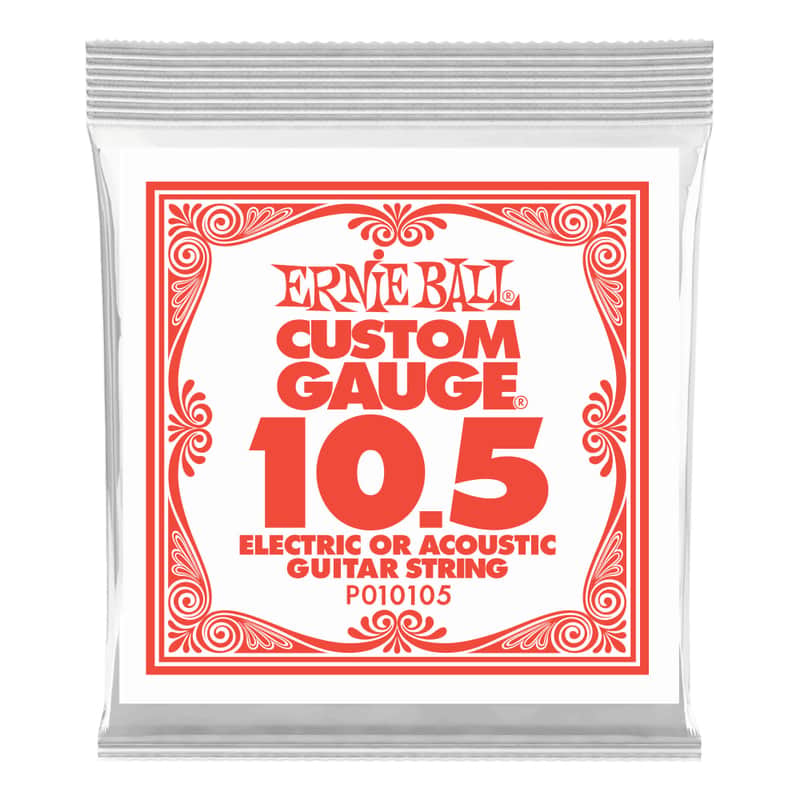 Ernie Ball .0105 Plain Steel Electric Or Acoustic Guitar Strings 6 Pack image 1