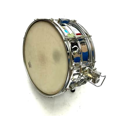 Vintage Ludwig Super Sensitive 6.5x14" Aluminum Snare Drum with Pointed Blue/Olive Badge 1969 - 1979 - Chrome-Plated image 1