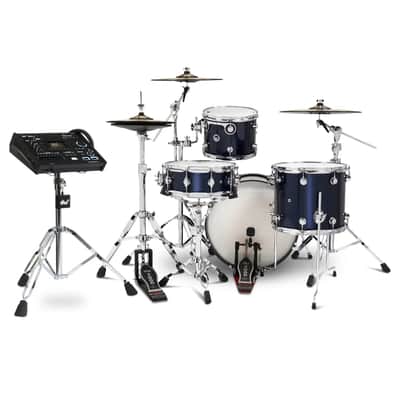 FREE TOM REBATE! - DW DWe 4pc Complete Electronic/Acoustic Drum Set w/Roland V71 Midnight Blue Metallic image 3
