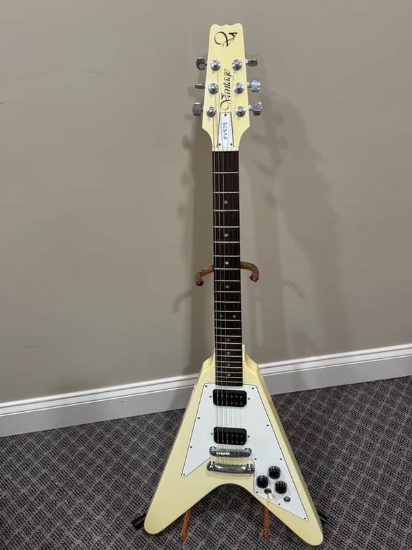 Vantage  FV575 1980 Flying V aged white vintage Japanese w/ohsc image 1