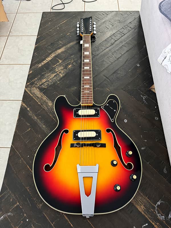Unbranded MIJ 12-String Semi-Hollow Electric 1960s-70s Sunburst - Japan