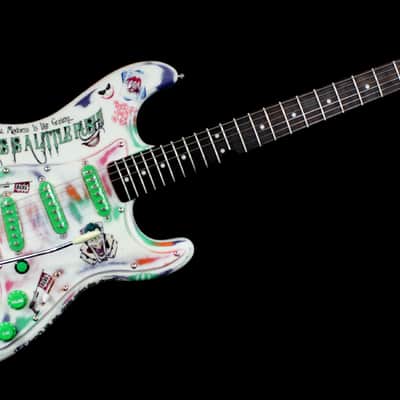 Custom Painted and Upgraded Fender Squier Strat - Aged and Worn With Graphics and Matching Headstock image 7