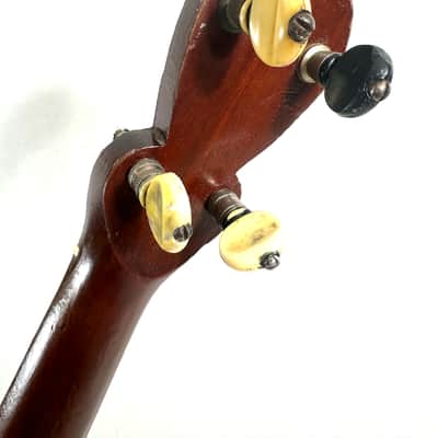 Old 5 string banjo with a painted head The Flapper and the Hummingbird 1930s - Wood and calf skin image 13