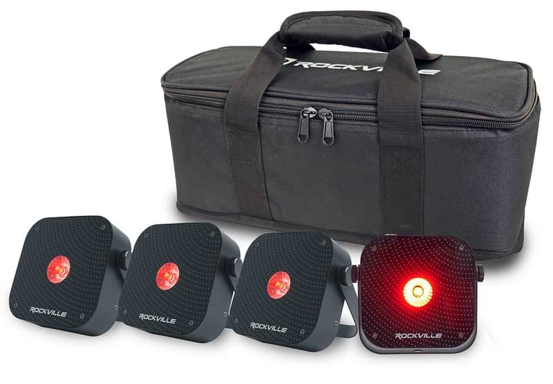 Rockville 4 PACK MINI RF1 V3 Black Rechargable DJ Par Wash Up Lights+Bag+RF+APP image 1