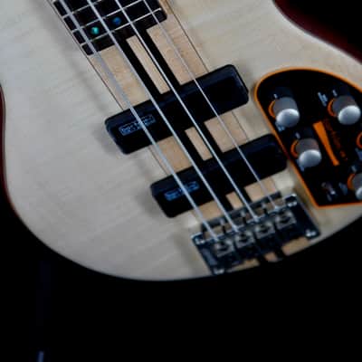 Cort A4 Plus FMMH OPN Artisan Series Figured Maple/Mahogany 4-String Bass - Open Pore Natural image 5