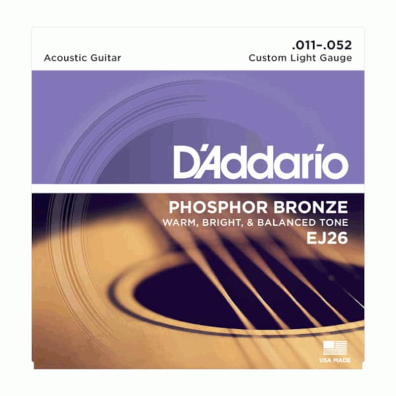 D'Addario EJ26 Phosphor Bronze, Custom Light 11-52 Acoustic Guitar Strings image 1