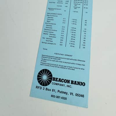 Beacon Banjo Keith Tuners Brochure & Price List Set 1979 image 5