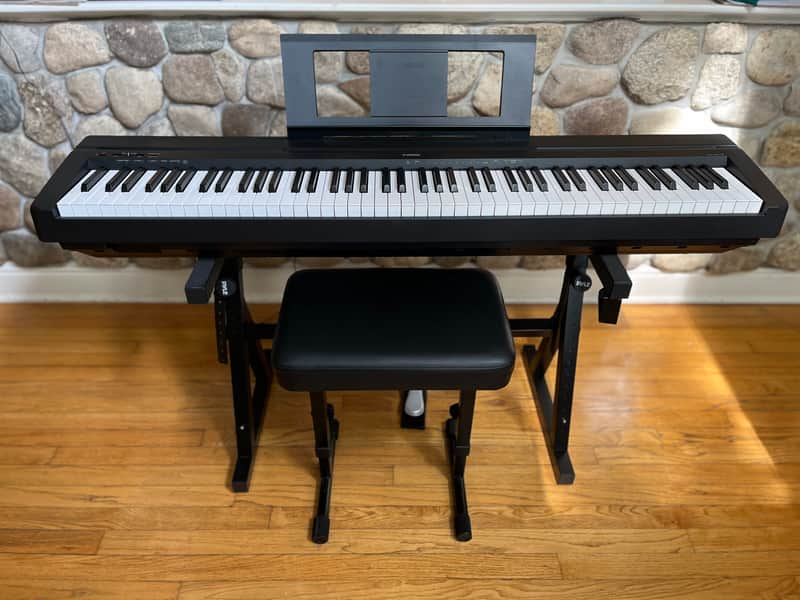 Yamaha P-45 Digital Piano 2015 - Present - Black with Bench, Stand, and Sustain Pedal image 1