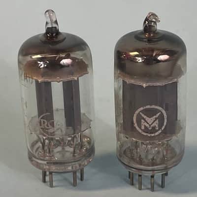 1950s RCA 12AU7 ECC82 (x2) Matched Pair Vintage Long Plate D Getter Tubes! T146 image 1