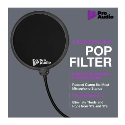 Focus Pro Audio Pop Filter for Broadcasting and Recording Microphones with Flexible Gooseneck Mount and Windscreen imagen 2