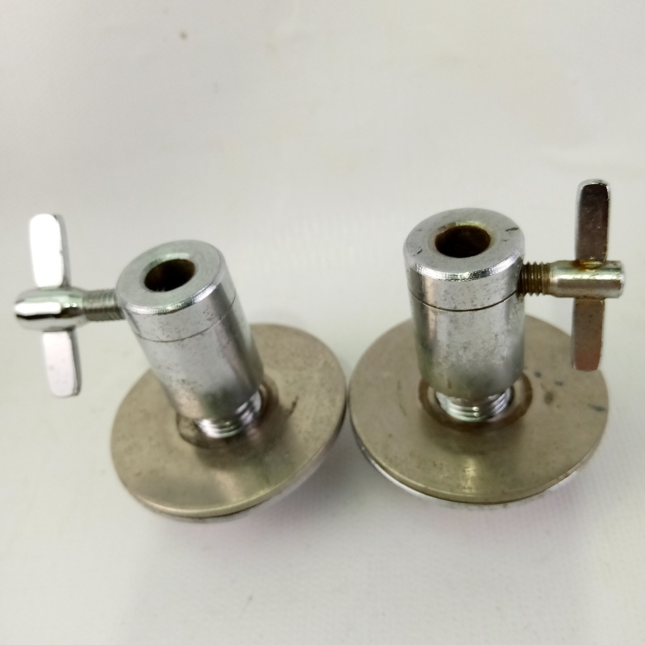 5/16" Bass Drum Disappearing Spur Mounts Leg Receivers 2x Set Vintage 70s Chrome — main photograph