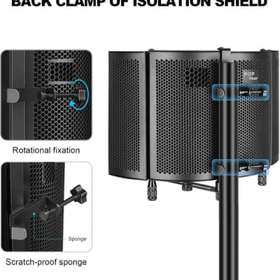 Professional Studio Recording Microphone Isolation Shield, Pop Filter,High density absorbent foam is used to filter vocal image 2