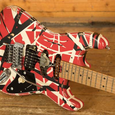 EVH Striped Series Frankenstein Frankie - Maple - Red with Black Stripes Relic image 5