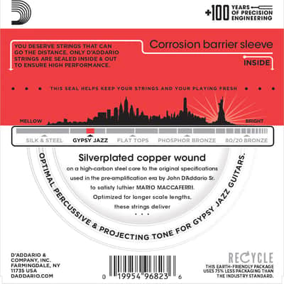 D'Addario EJ84M Gypsy Jazz Acoustic Guitar Strings, Loop End, Medium, 11-45 image 2