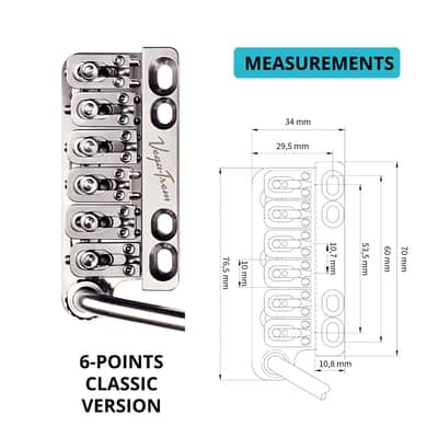 Vega-Trem VT1 Ultra-Trem Standard 6-Screw Glossy Stratocaster Guitar Tremolo Bridge For Strat No Mods Easy Installation (Glossy, Right) image 6