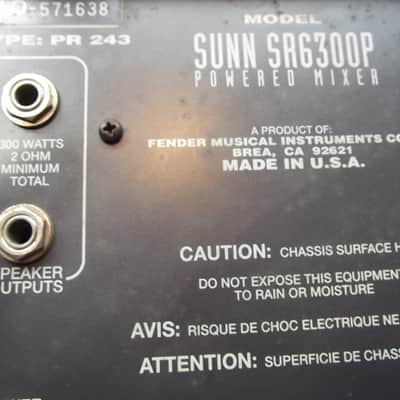 Fender Sunn SR6300P 300W 6 Ch. Stereo Powered Mixer - Made In USA image 6