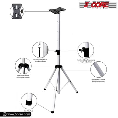 5 Core Speaker Stand Height Adjustable PA DJ Tripod Studio Monitor Stands w 35mm Compatible Insert image 4