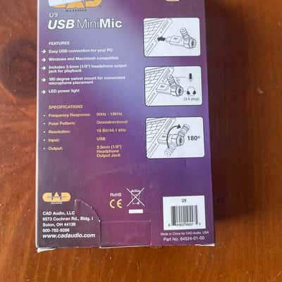 CAD U9 MiniMic Omindirectional USB Microphone 2010s - Black image 2