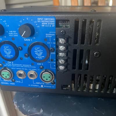 QSC Model 1400 2 channel power amp with Rack mount bolts/washers. Ex-church. Looks near new. image 6