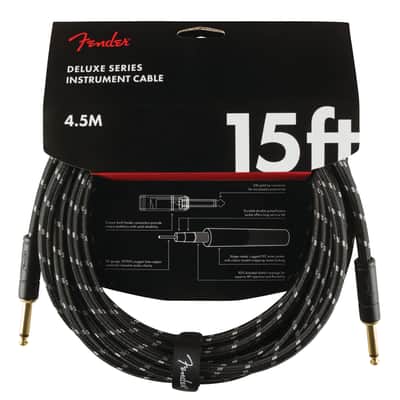 Fender Deluxe Series Black Tweed Instrument Cable, Straight/Straight, 15 Foot image 1