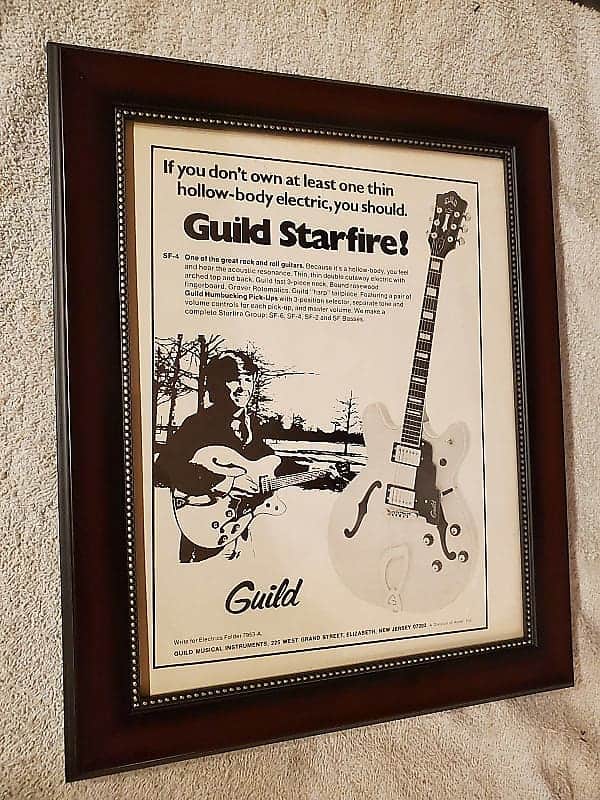 1974 Guild Guitars Promotional Ad Framed Starfire IV Original image 1
