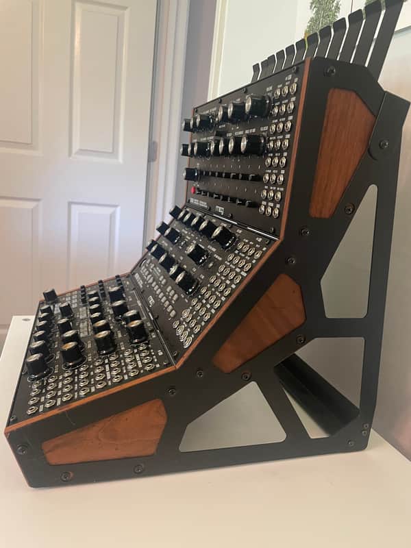 Moog Mother-32 Semi-Modular, 4 tier 2020 - Black, wood accents on rack image 1