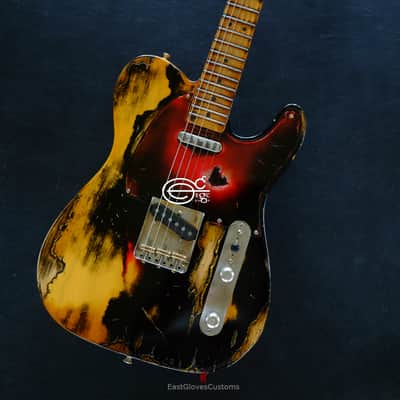 Fender American Vintage '52 Reissue Telecaster Black over Butterscotch Heavy Aged Relic image 14