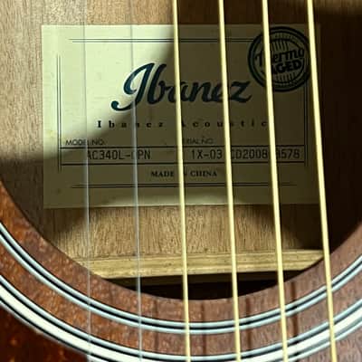 Ibanez AC340LOPN Artwood Okoume Open Pore Left-Handed Grand Concert Natural with gig bag image 3