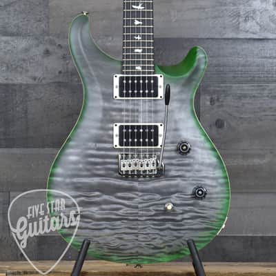 Mint PRS Wood Library CE-24 Satin Quilt Top - Faded Gray Black Green Burst with Gigbag image 16