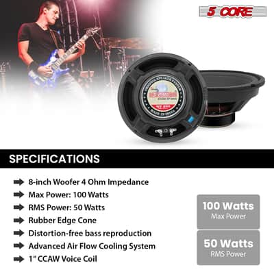 5 Core 8 Inch Guitar Amp Woofer Replacement Speaker 100W 4 Ohm for Electric Guitar Cabinets image 5