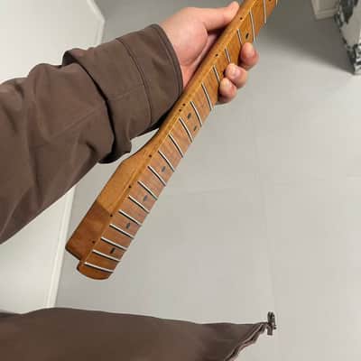Round End stainless steel 22frets Large headstock Round End stainless steel 22frets Roasted flame Maple guitar neck 25.5inch hole 10mm  Satin image 4