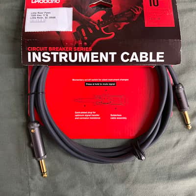 D'Addario PW-AG-10 Planet Waves Circuit Breaker 1/4" TS Straight Instrument Cable with Integrated Mute Switch - 10' 2003 - 2020 - Black image 1
