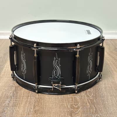 Pearl JJ1365 Joey Jordison Signature 13x6.5" Steel Snare Drum with SKB Padded Bag 2010s - Matte Black with Slipknot Logo image 4