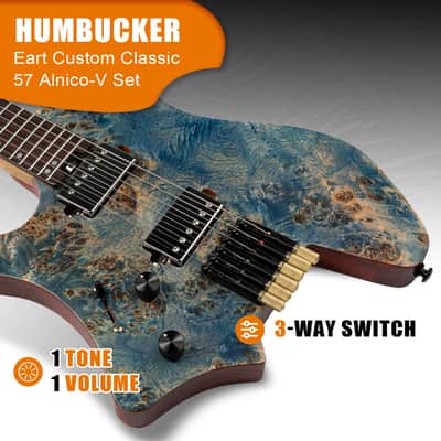 Eart Guitars, GW2L, Left Handed Headless Electric Guitars,Stainless Steel frets, with Gigbag EHKHG image 3