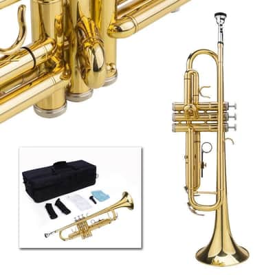New Trumpet Bb B Flat Brass Gold with Mouthpiece Strap Gloves Case for Beginner image 2