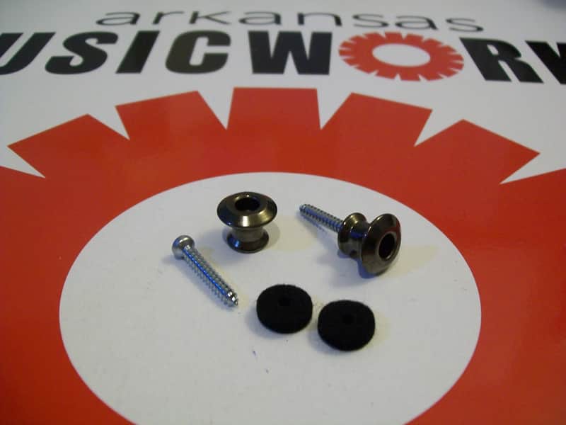 Buttons and Screws (2) For Dunlop Dual Design Strap Locks - BLACK NICKEL image 1